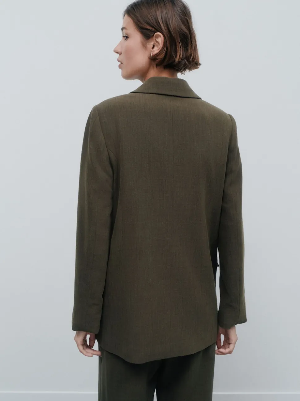 Khaki Green Relaxed Crosshatch Blazer