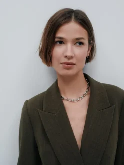 Khaki Green Relaxed Crosshatch Blazer