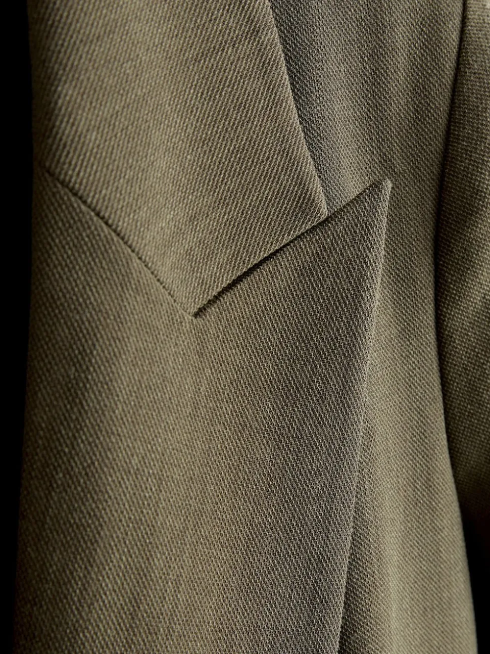 Khaki Green Relaxed Crosshatch Blazer