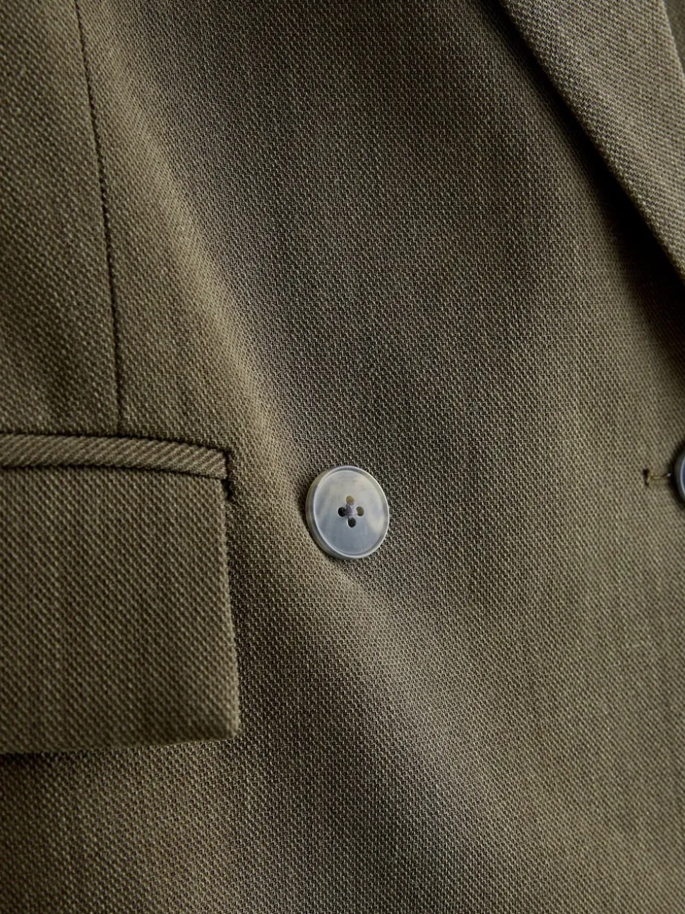 Khaki Green Relaxed Crosshatch Blazer