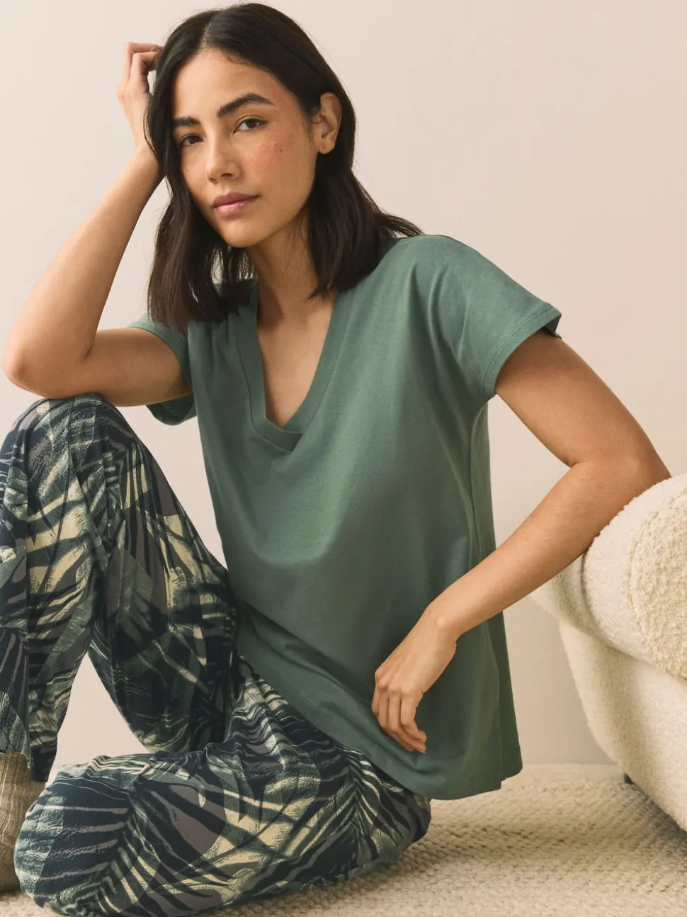 Khaki Green Short Sleeve Pyjamas
