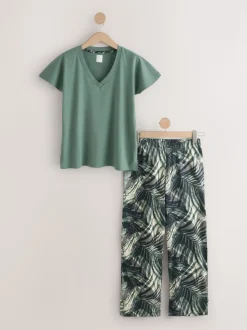 Khaki Green Short Sleeve Pyjamas