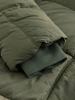 Khaki Green Shower Resistant Longline Padded Coat