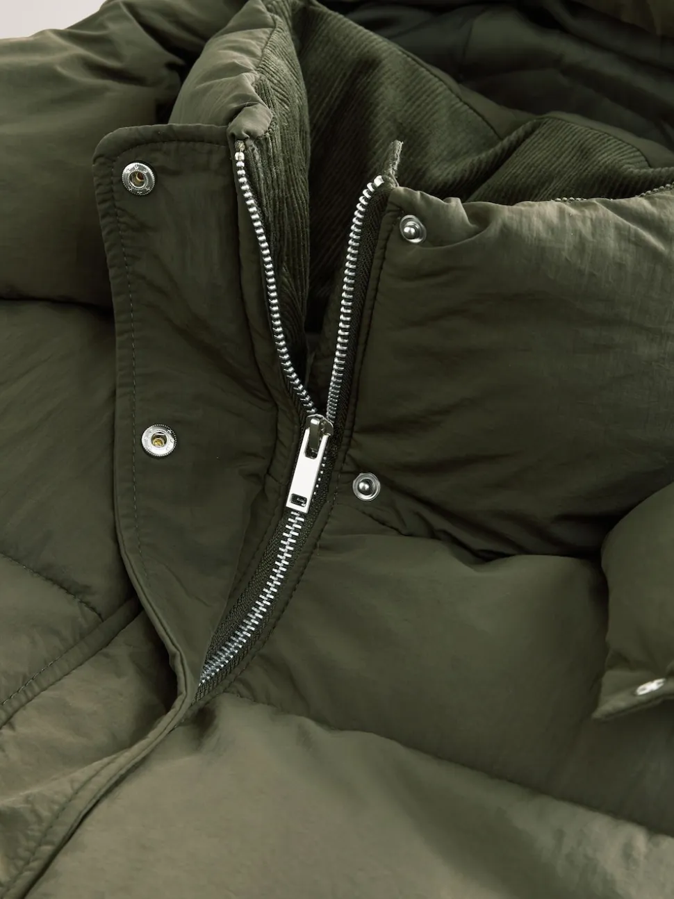 Khaki Green Shower Resistant Longline Padded Coat