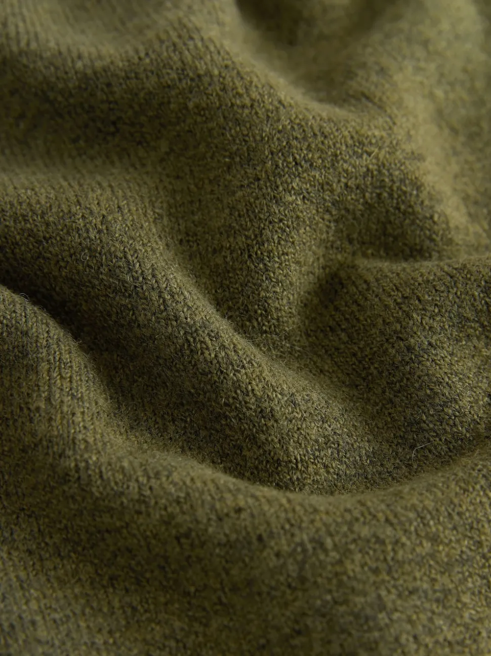 Khaki Green Slim Supersoft Crew Neck Cardigan with Wool