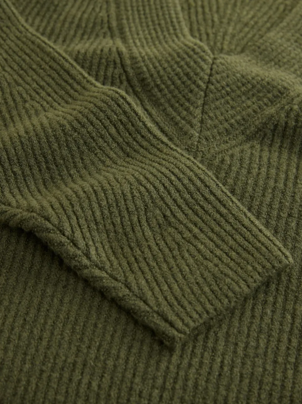 Khaki Green Super Soft V-Neck Midi Dress With Wool