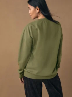 Khaki Green Sweatshirt with Appliqué Details