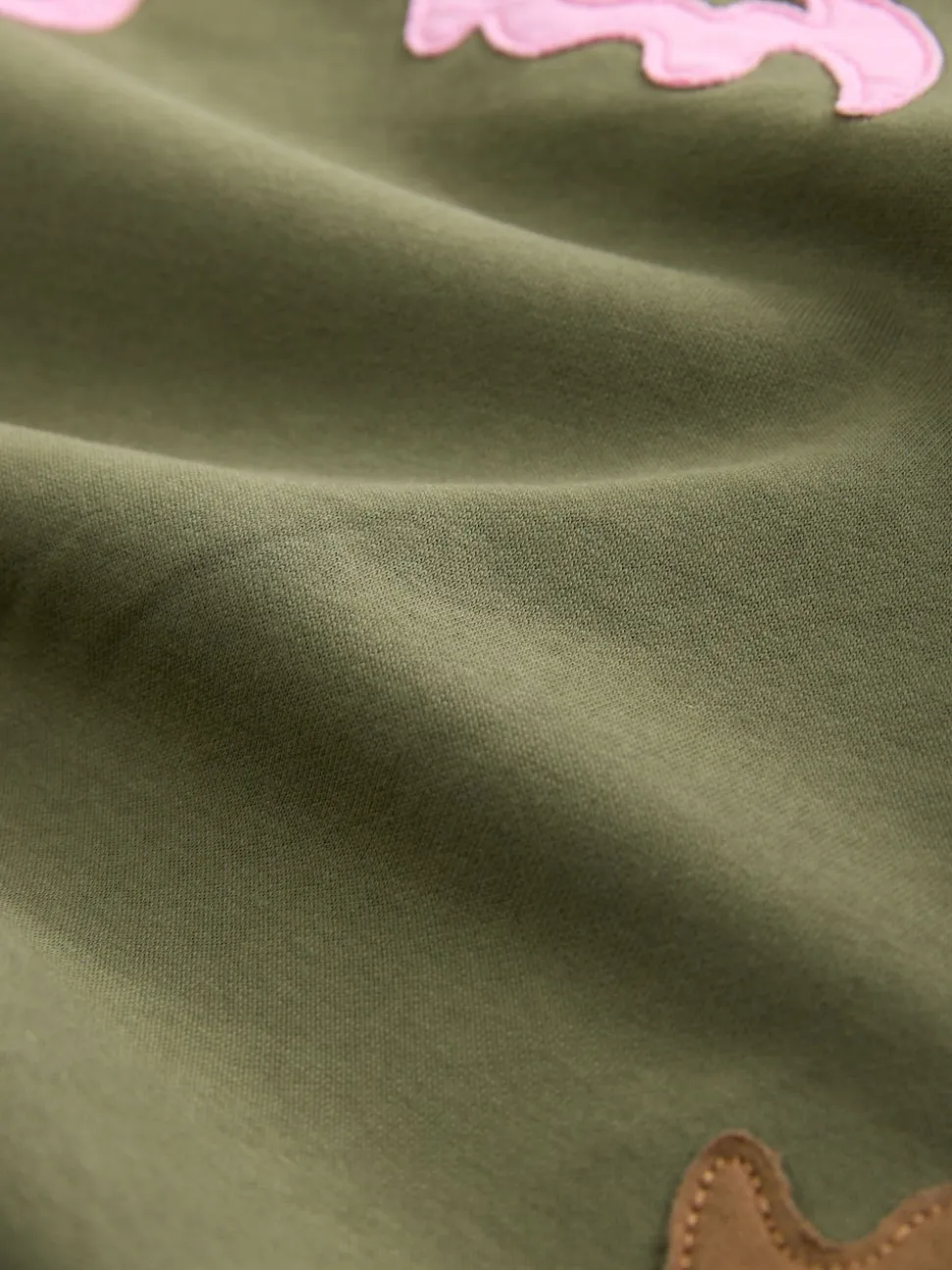 Khaki Green Sweatshirt with Appliqué Details