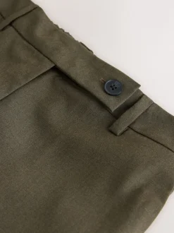 Khaki Green Tailored Bootcut Trousers With Wool