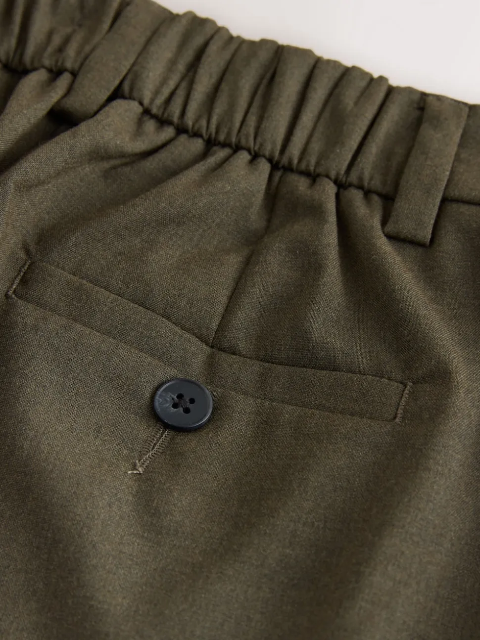 Khaki Green Tailored Bootcut Trousers With Wool