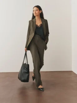 Khaki Green Tailored Single Breasted Blazer With Wool