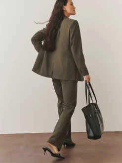 Khaki Green Tailored Single Breasted Blazer With Wool