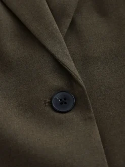Khaki Green Tailored Single Breasted Blazer With Wool