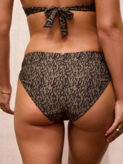 Khaki Green/Black High Leg Bikini Bottoms