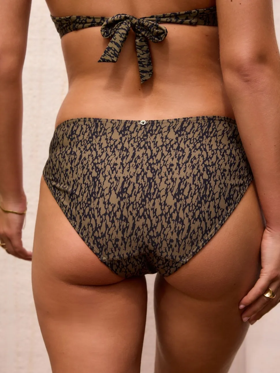 Khaki Green/Black High Leg Bikini Bottoms
