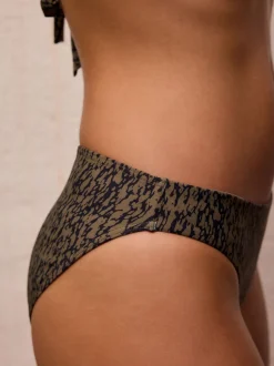 Khaki Green/Black High Leg Bikini Bottoms