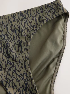 Khaki Green/Black High Leg Bikini Bottoms
