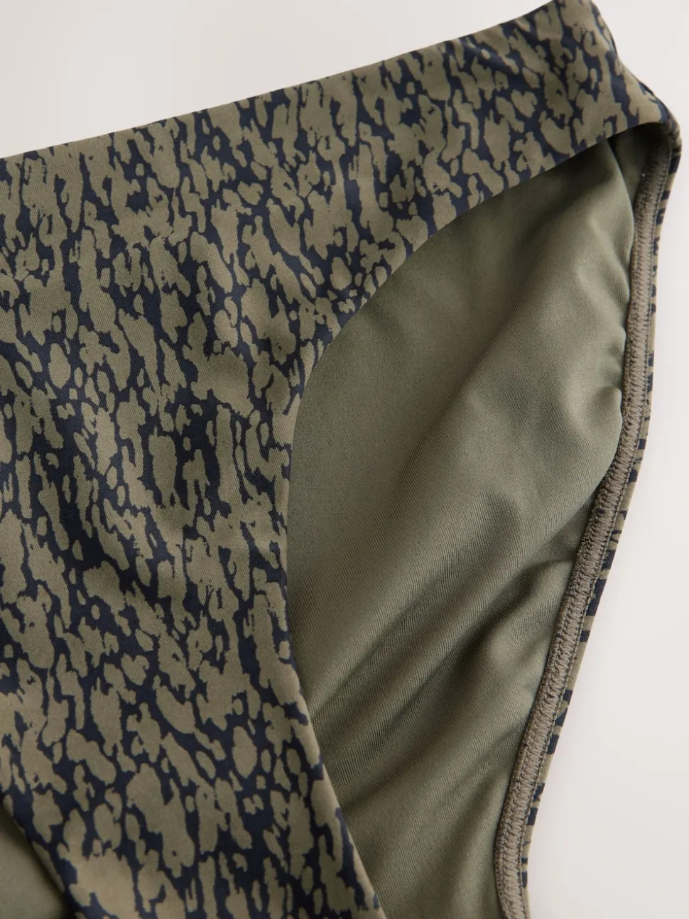 Khaki Green/Black High Leg Bikini Bottoms