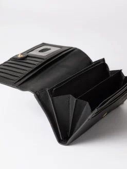 Lakeland Leather Black Chrome Large Flapover Purse