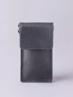 Lakeland Leather Black Cross-Body Phone Pouch Bag