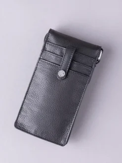 Lakeland Leather Black Cross-Body Phone Pouch Bag