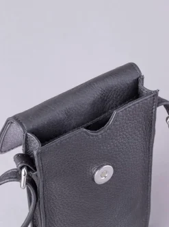 Lakeland Leather Black Cross-Body Phone Pouch Bag