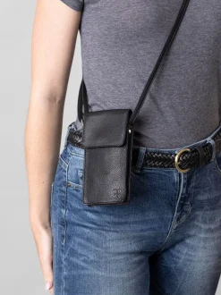 Lakeland Leather Black Cross-Body Phone Pouch Bag
