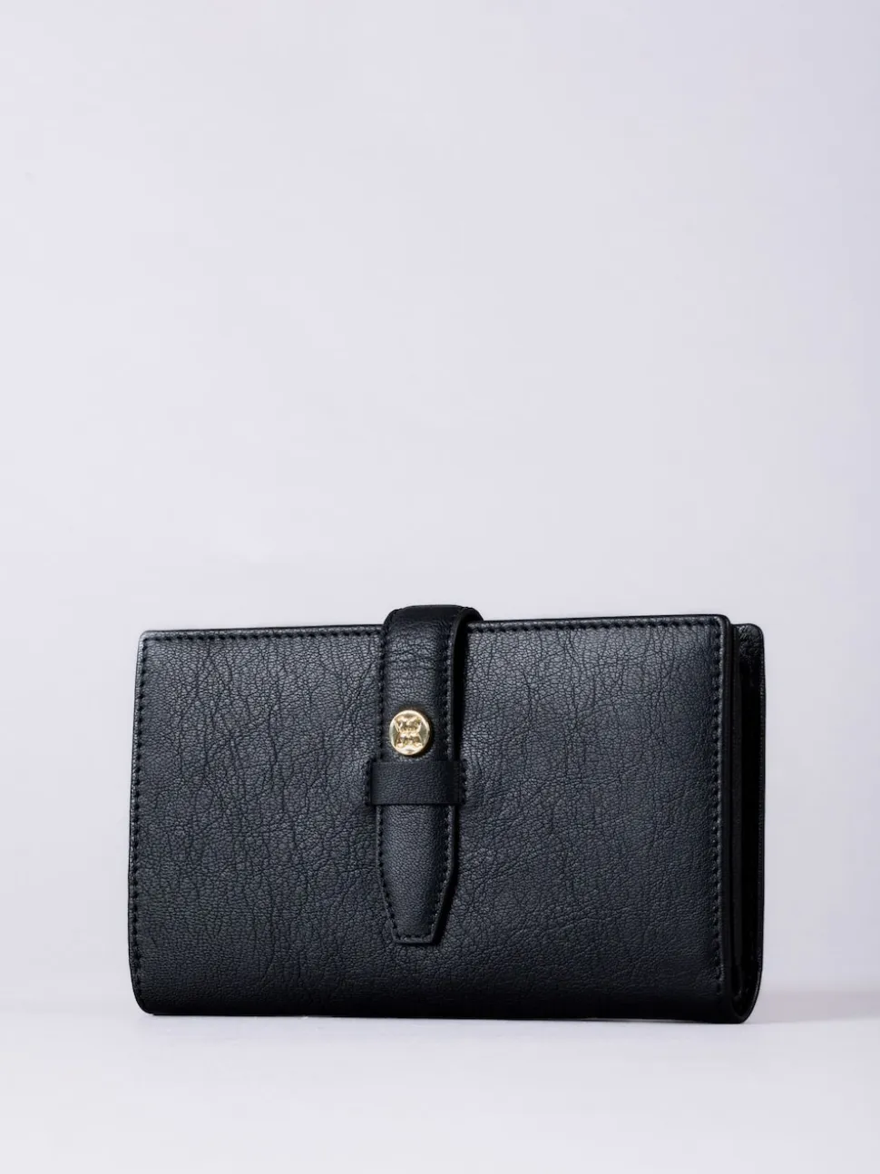 Lakeland Leather Black Large Icon Stud Tab Purse