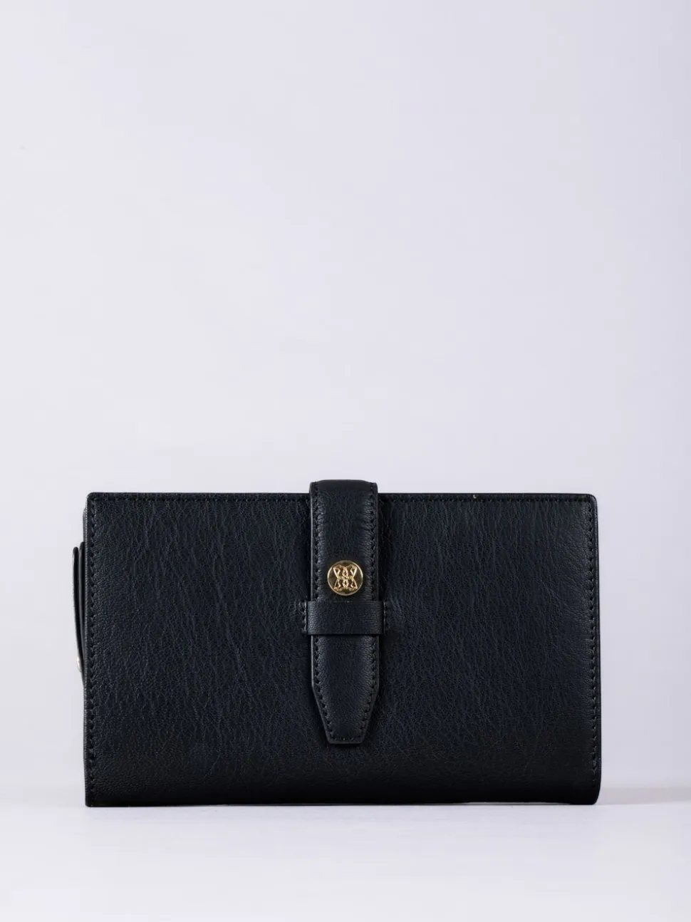Lakeland Leather Black Large Icon Stud Tab Purse