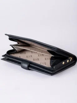 Lakeland Leather Black Large Icon Stud Tab Purse