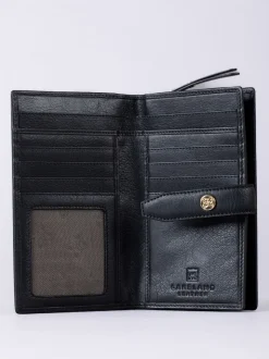 Lakeland Leather Black Large Icon Stud Tab Purse