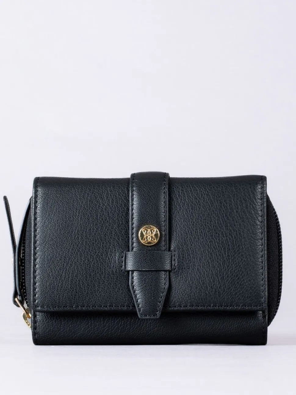 Lakeland Leather Black Medium Icon Stud Tab Purse