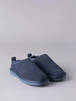 Lakeland Leather Blue Ladies Sheepskin Clog Winter Slippers