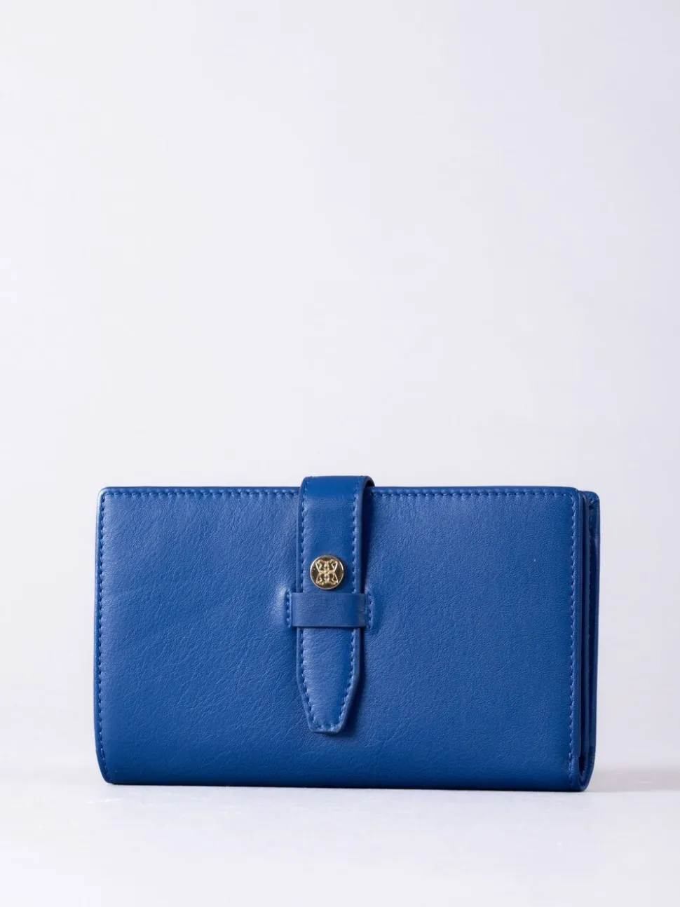 Lakeland Leather Blue Light Large Icon Stud Tab Purse