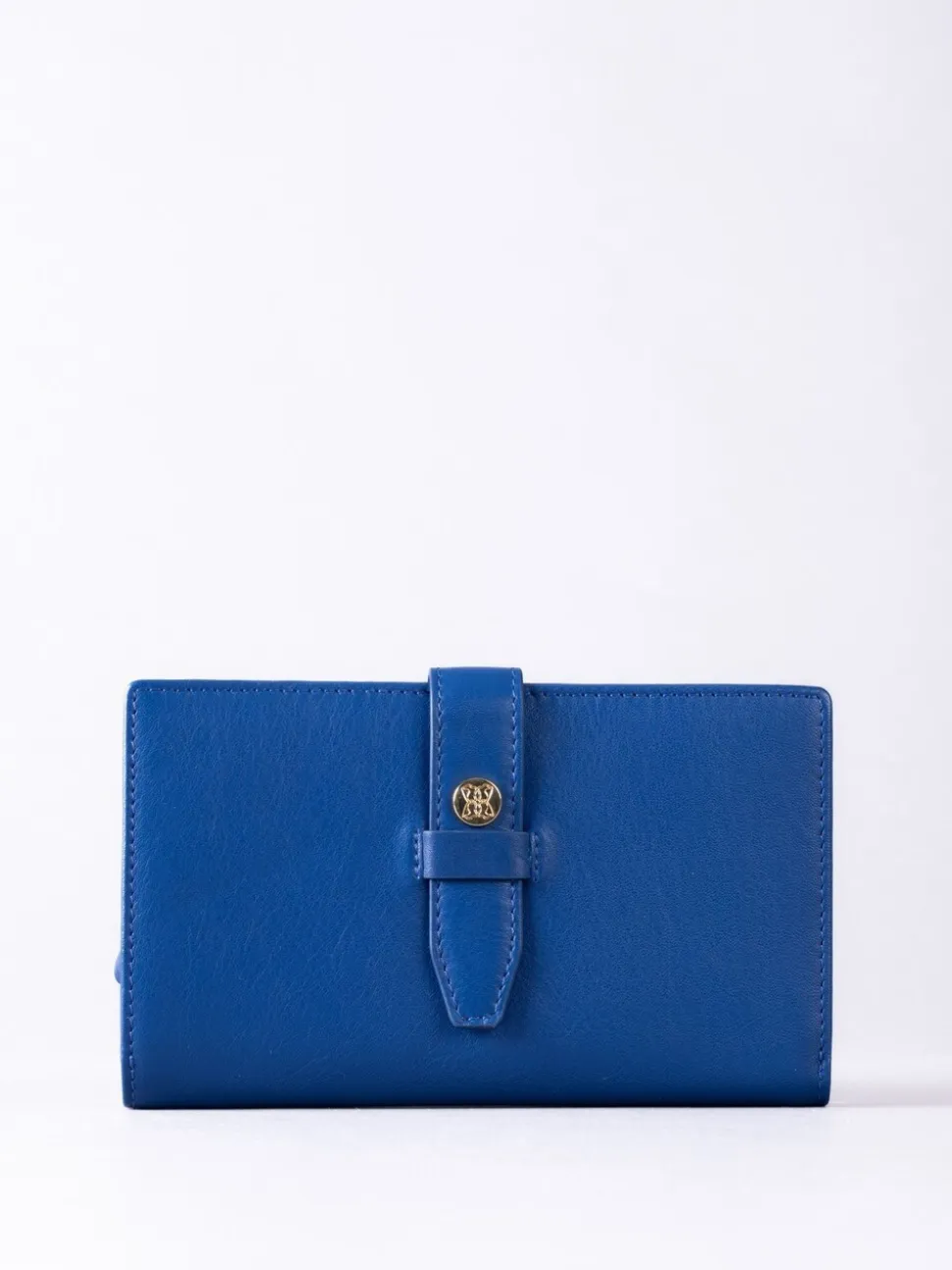 Lakeland Leather Blue Light Large Icon Stud Tab Purse