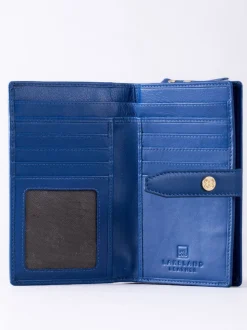 Lakeland Leather Blue Light Large Icon Stud Tab Purse