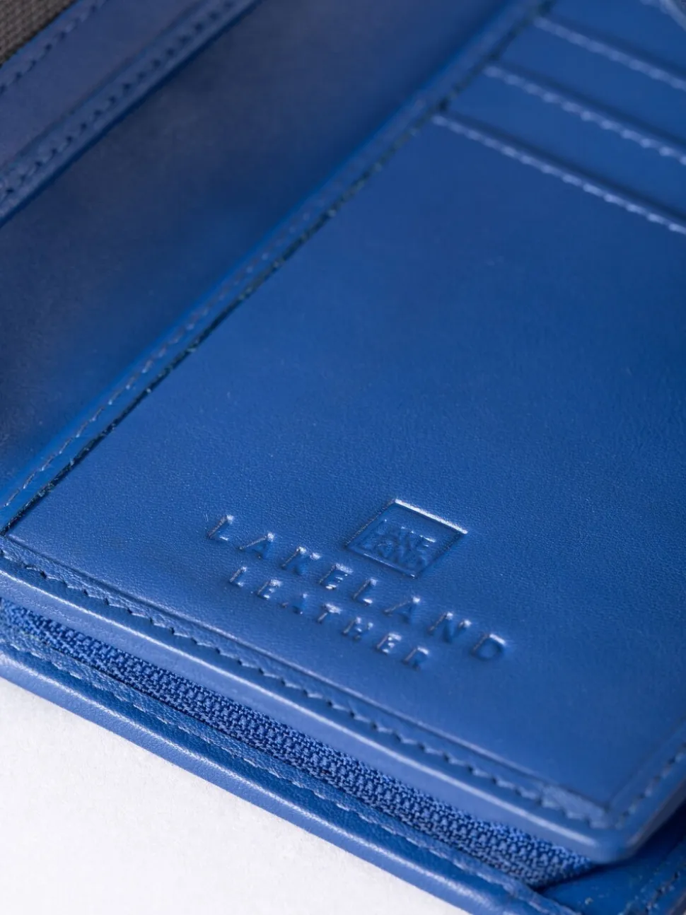Lakeland Leather Blue Light Large Icon Stud Tab Purse