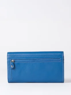 Lakeland Leather Blue Marl Large Flapover Purse
