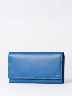 Lakeland Leather Blue Marl Large Flapover Purse
