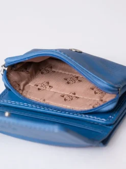 Lakeland Leather Blue Small Leather Flapover Purse