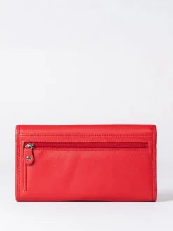Lakeland Leather Bright Red Large Flapover Purse