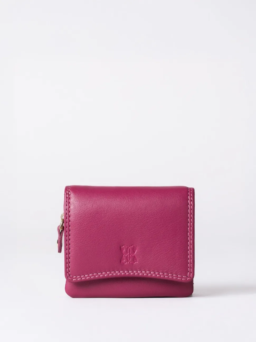 Lakeland Leather Cranberry Small Leather Flapover Purse