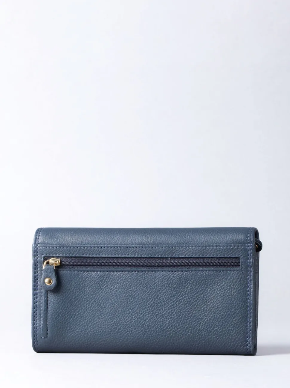 Lakeland Leather Dark Blue Large Flapover Purse