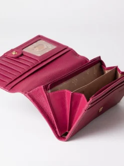 Lakeland Leather Dark Pink Large Flapover Purse