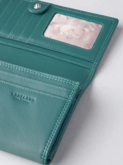 Lakeland Leather Green Haze Large Flapover Purse