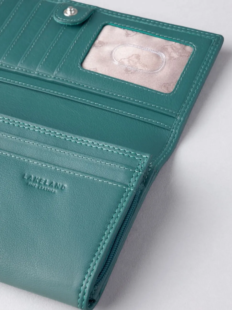 Lakeland Leather Green Haze Large Flapover Purse
