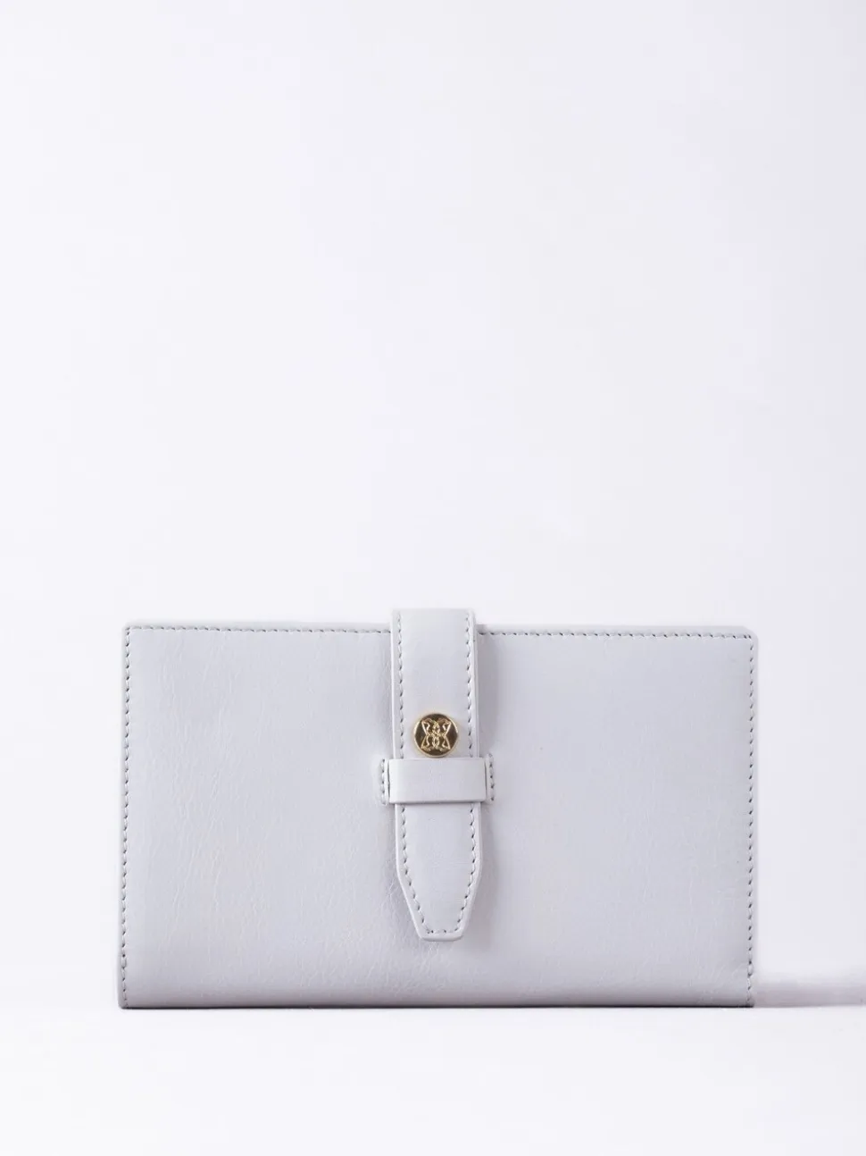 Lakeland Leather Grey Large Icon Stud Tab Purse