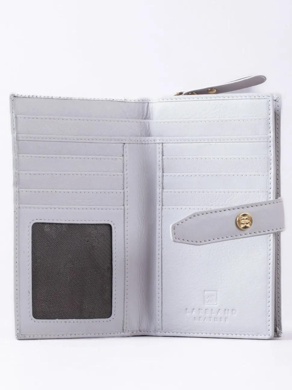 Lakeland Leather Grey Large Icon Stud Tab Purse