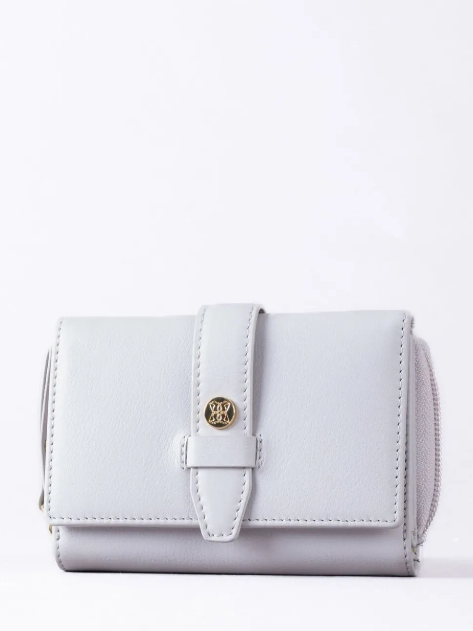 Lakeland Leather Grey Medium Icon Stud Tab Purse