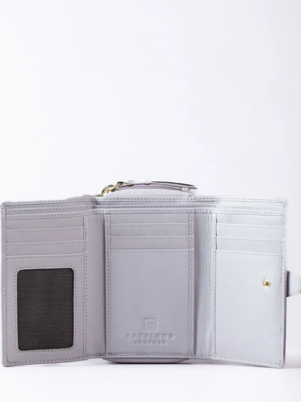 Lakeland Leather Grey Medium Icon Stud Tab Purse